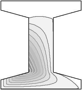 The left picture of figure 4 shows the contour lines of the wrong natural element coordinates which are computed with consideration of the Voronoi vertex v and v.