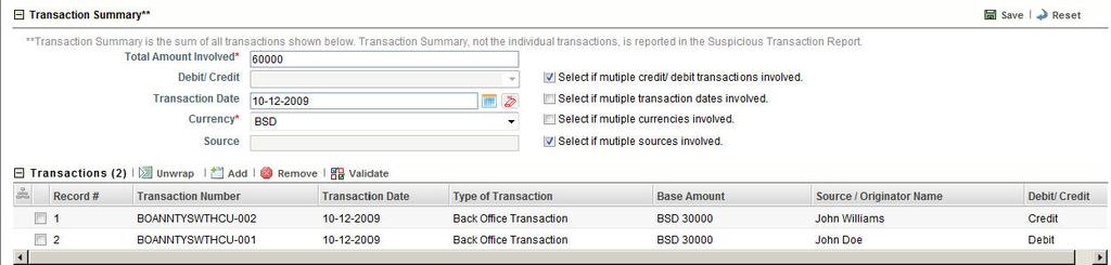 The Transaction Summary details become editable. Figure 29. Editing Transaction Summary 3. Edit the required field.