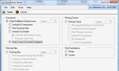 Mark the Documents, print options (such as choosing to keep the current document displayed!