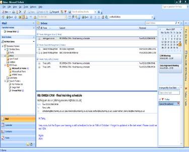 The Outlook Interface The Outlook Navigation Pane (on the left) combines the Outlook Folder list and Outlook Bar allowing a more effective means of working.