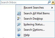 List, and Journal and can be found towards the top right hand corner of the Outlook screen. Searching for files/folders will display the results within an Explorer Window.