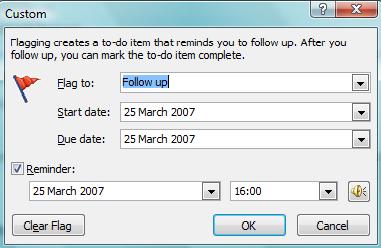 TIP: Only items you mark for follow-up are displayed in the For Follow Up Search Folder, which contains an up-to-date list of all Quick Flagged messages in all your e-mail folders. Contact Views 1.