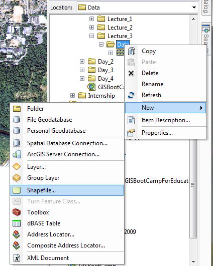 Name: Date: June 27th, 2011 GIS Boot Camps For Educators Lecture_3 Practical: Creating and Editing Shapefiles Using Straight, AutoComplete and Cut Polygon Tools Use ArcCatalog to copy data files