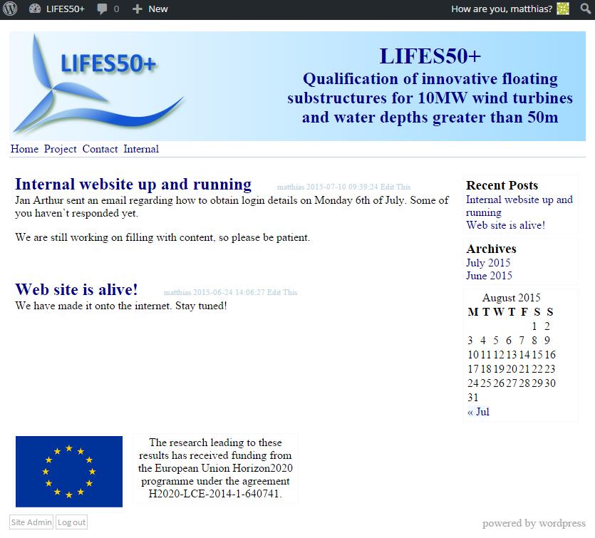 Figure 1 LIFES50+ presence as of August 12th 2015 5 Content The LIFES50+ web-presence is a living website and will be updated throughout the project. The website has been launched on June 24 th 2015.