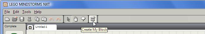 6. The My Block Builder window will appear: The My Block Builder window contains boxes for entering a name and description for the new block.