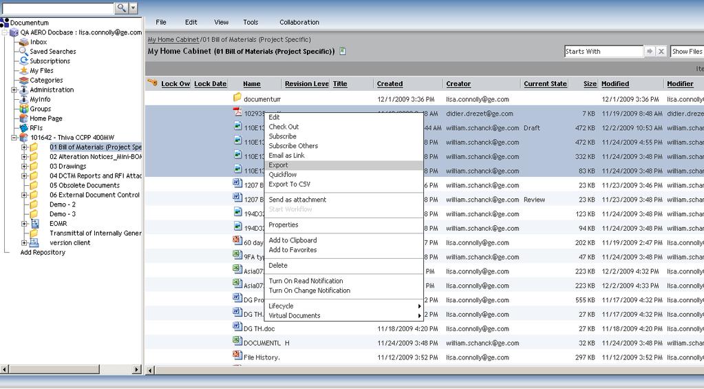Export File Select Files for Export Export to save file copies to local drive 3.