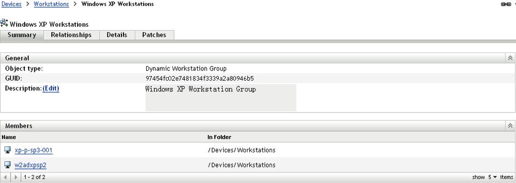 A list of workstation groups classified on the basis of their operating systems appears, as shown in the following figure: 3 Click the required group (Workstation or Dynamic Workstation