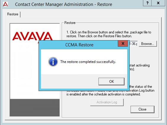 Upgrading Contact Center Manager Administration data 10. Click OK.