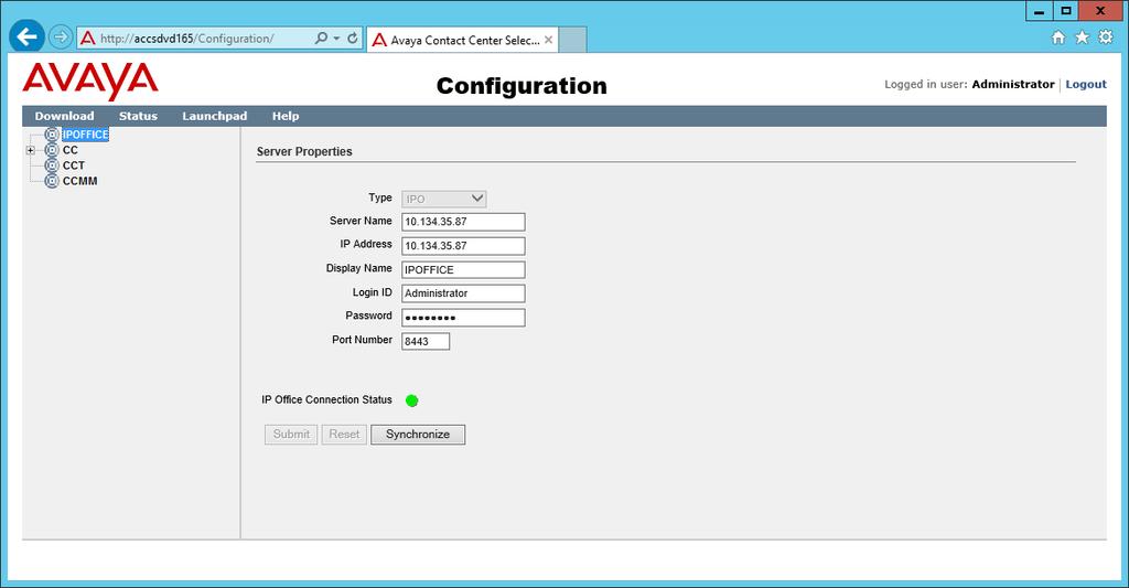 Configuring the Contact Center Manager Administration system components 14. In the left pane, right-click on IPOFFICE, and select Edit Properties. 15.