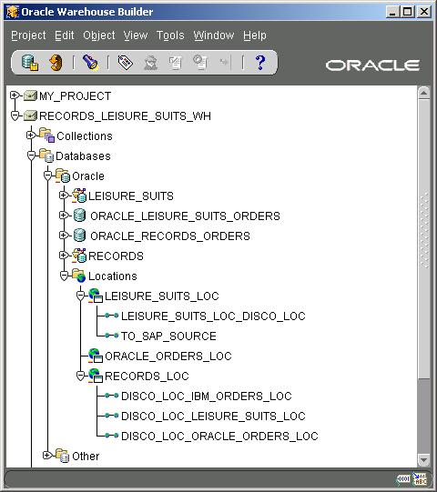 A database link in case the connector points from an Oracle database location to another location that represents a database location.