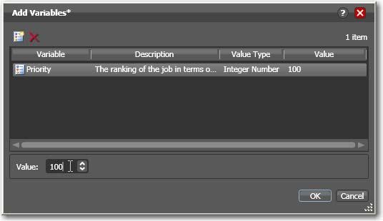 Chapter 1 Getting Started Vantage Workflow Designer User s Guide 37 the variable at the bottom of the panel higher numbers indicate higher priority, lower numbers indicate