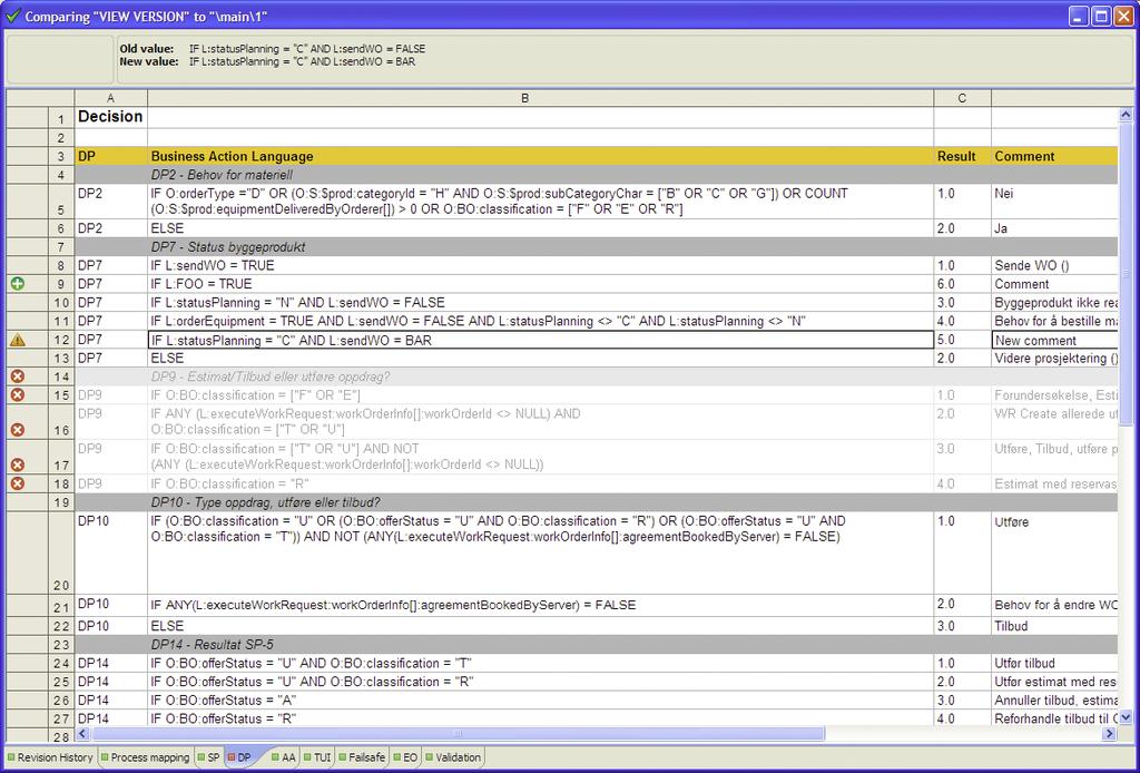 Figure 5.3: Screenshot of the diff-gui 5.3.5 Merge The merge-gui is similar to the diff-gui. As can be seen in figure 5.4 the overall look is the same with some minor differences.