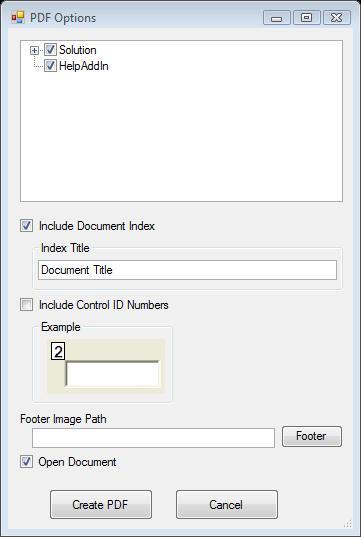 Documentation Options Form Click on a control for more information.