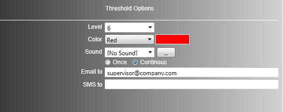 There are other actions that can be performed when a level is reached. Click on the three dots ( ) icon beside a level to open the configuration screen. Color change the color of the object.