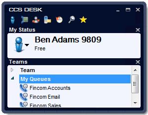 1.5.3 Transfer to another Queue The Teams window also shows you all the queues in the system that you are configured to see. This only applies if you are using CCS Q.