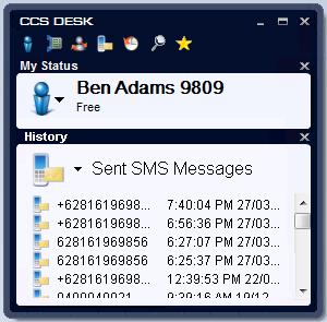 1.7.3 SMS Whenever you send or receive an SMS from the CCS SMS screen, the details of that message are saved in your history up to the last 50