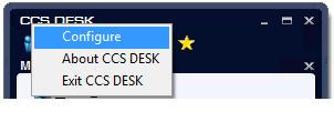 1.13 CCS Desk Options To access the CCS Desk options that can be customised, right click on the CCS Desk