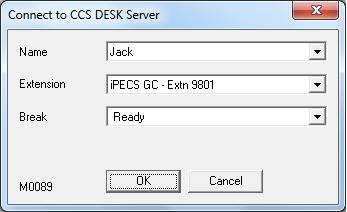 1. Using CCS Desk Client 1.1 Login Run the CCS Desk application from the start menu: Start All Programs CCS CCS Desk.