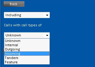 3.3.13 Call Type Calls can be filtered based on their Call Type. This filter has two drop-down menus and one edit box. The first menu defines if the call type should be included or excluded.
