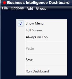 4.5 Canvas Menu By right clicking on the empty area of the canvas, there are several options that can be selected. Show Menu restores the top menu once hidden.