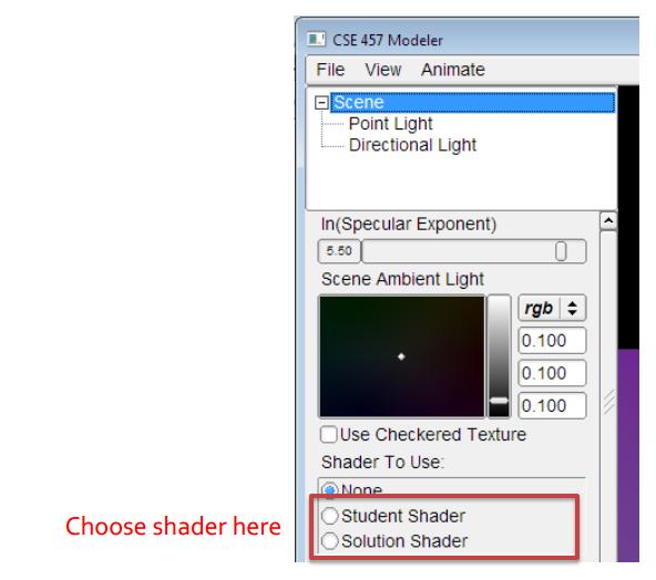 Compare with the Sample Solution Modeler_solution.exe loads shader.frag and shader.