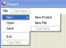 Home and Learn Type New Project (without the quotes), and then hit the return key on your keyboard Type in New File and then click away from the menu, somewhere on the form You will then have a menu