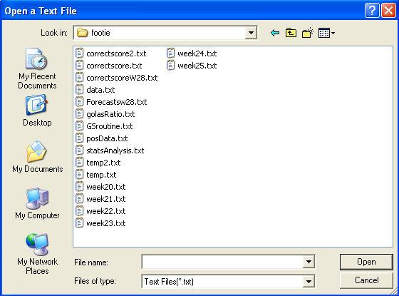 Visual Basic.NET If you scroll across your Open dialogue box, you should see only text files displayed (you ll still see folders). If you can t see any files at all, double click a folder and explore.