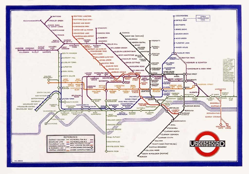 Visualising Connectivity 1933 London Underground Map N.B. Beck used colour mapping in 1933!
