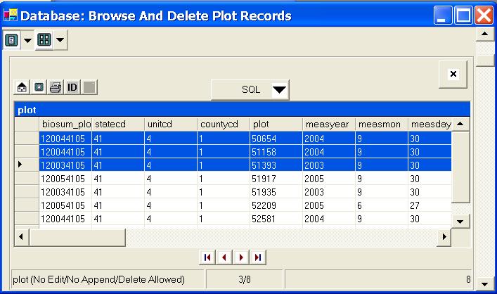 All selected plots and associated condition, tree, and site tree records will be deleted.