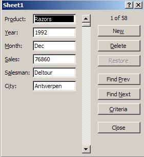 THE FORM It is possible to view data in a form. Position the pointer in the database.