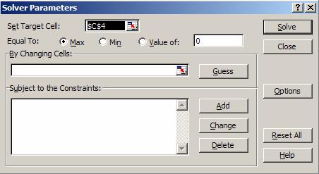 Solver FINDING A VALUE To use the SOLVER : Choose the menu TOOLS. Select SOLVER. A dialog box appears.