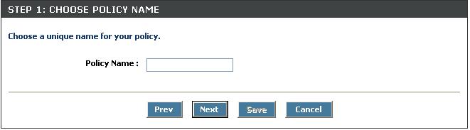 Enter a name for the policy and then click Next to continue.