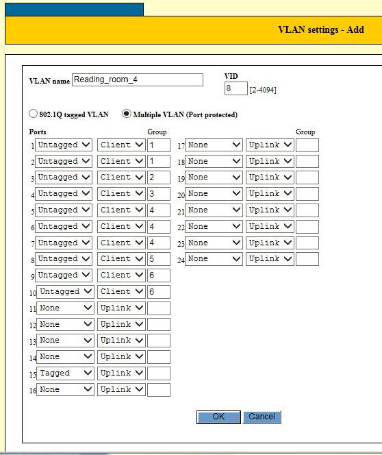 FS900M Series Web Browser User s Guide Figure 43. Example of the VLAN Settings - Add Window for a Protected Ports VLAN 6.