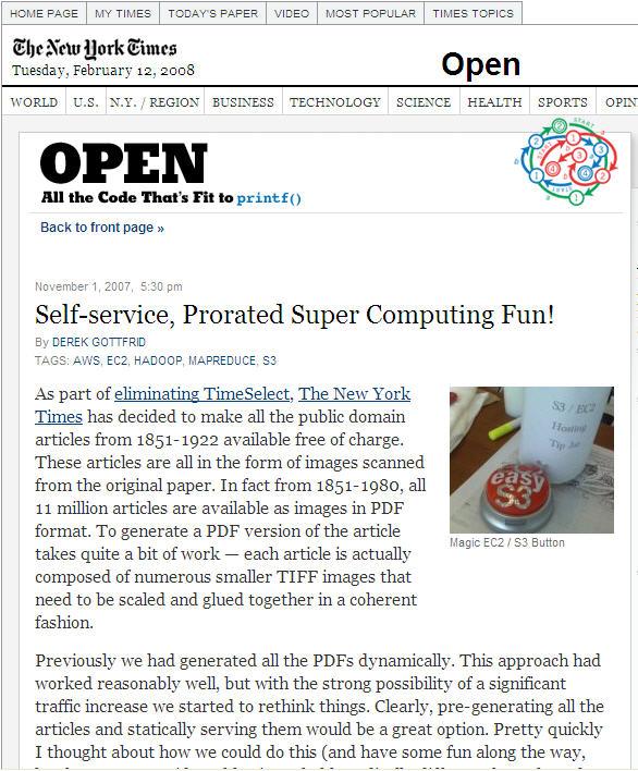 Prorated Super Computing Fun The New York Times 1851-1922 Articles TIFF -> PDF Input: 11 Million Articles (4TB