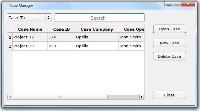 4. Case Management Case Manager allows the user to add new cases or search and open an existing case in the database.