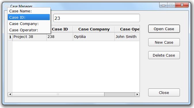 Finding a Case Search the database by Case Name, Case ID,