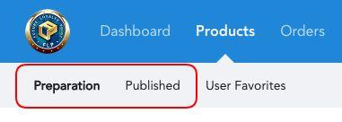 Figure 55: Switching between published and unpublished products Only published items are public and available to consumers in the system.