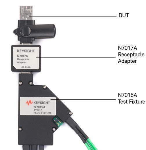 N7017A USB Type-C Receptacle Adapter N7017A USB Type-C Receptacle Adapter The N7015A test fixture comes with a plug Type-C connector that allows it to connect only to a USB host/device with a