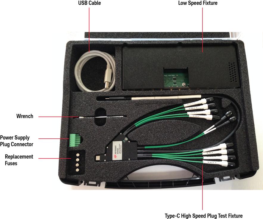 Introduction Figure 1 shows the contents of a N7015A Type-C Test Kit with the N7015A-016 product option.