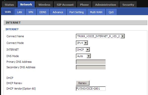 There are three types offered in this page, which are Static, DHCP and PPPoE. 4.5.