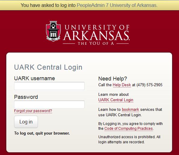 Enter your UARK username (first part of your uark email address). 4.
