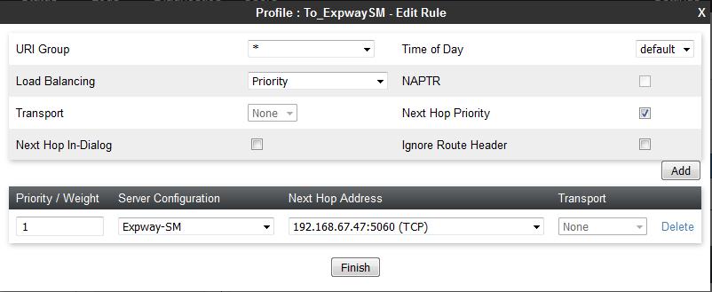 7.11.1. Routing Session Manager For the compliance test, routing profile To_ExpwaySM was created for Session Manager.