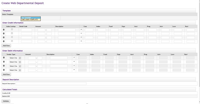 4) Select a template from the drop down. Before selecting your template it will be blank.