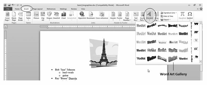 120 Computer Skills Workbook for Fluency with Information Technology, Fifth Edition Figure 4.29a Word WordArt Gallery.