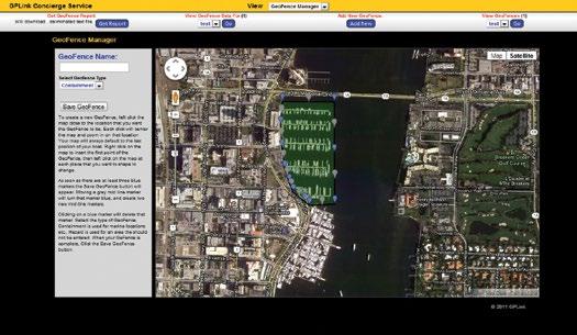GeoFence Manager The gplink GeoFence feature allows you to create virtual boundaries based on latitude and longitude points, and will allow you view the instances your vessel enters or exits this