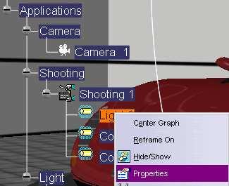 Setting the Light Parameters for Global Illumination 1 From the contextual menu of the light, click on Properties 1 Select Indirect Illumination Activate photon emission 5 Set the intensity factor (0