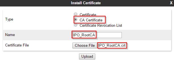 Certification: Extracting the ASBCE Private Key and Identity Certificate 3.6 Adding the IP Office Root CA to the ASBCE To upload the IP Office Root CA Certificate: 1. Login to ASBCE web interface. 2.