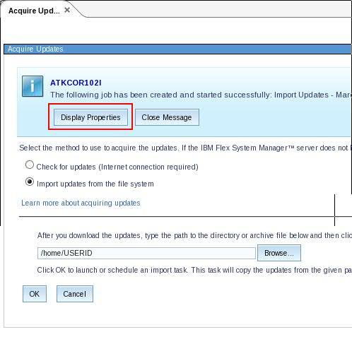 The following example shows the first step in the Acquire Updates wizard.