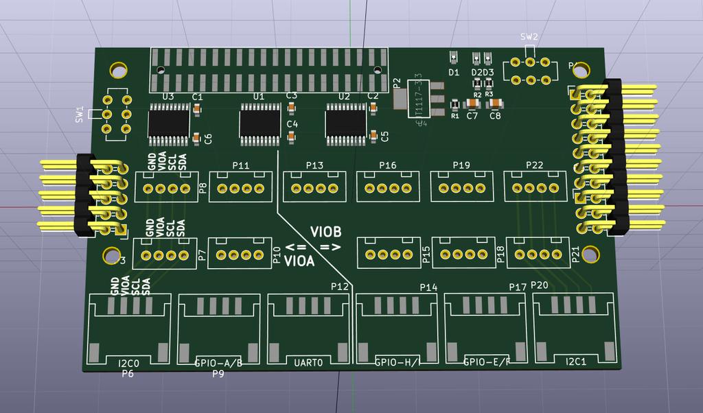 Grove Mezzanine Board In design 96Boards CE footprint I/O Spec: Level shifters for 3.3V and 5V IO Two voltage domains for mixed 3.