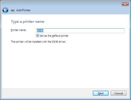name. Also, to set it as the printer usually used, select the check box for Set as the default printer, and
